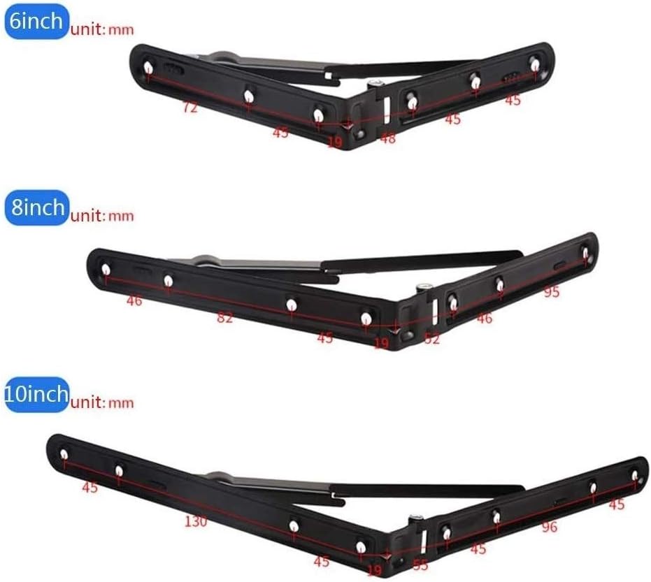 Floating Shelf Brackets Heavy Duty Metal 1 Pair Black Foldable Shelf Brackets DIY Floating Shelving Support Metal Wall Mounted Bracket Space Saving (Size : 10inch(25cm))