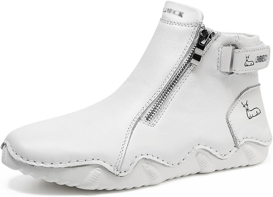 Cubicbee Women's Waterproof Winter Snow Boots With Double Zipper Handmade Suede High-top Snow Sneakers for Outdoor,Casual Fleece Warm Anti-Slip Ankle Boots