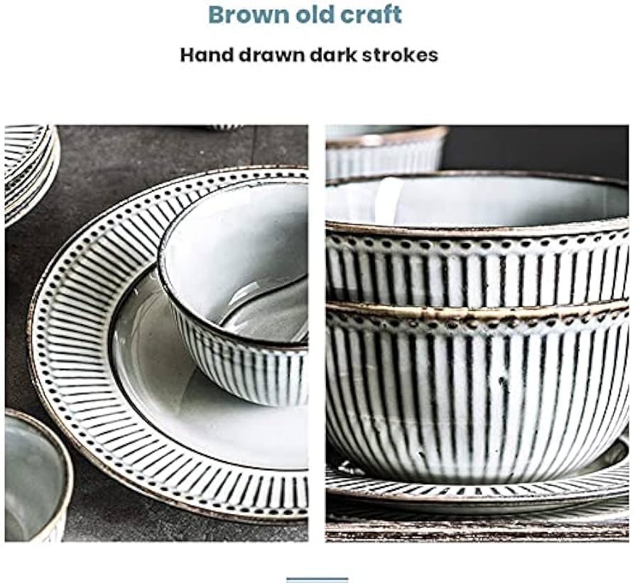 Amazon.com: Ceramics Dinner Sets, 38 Pieces Retro Stripes