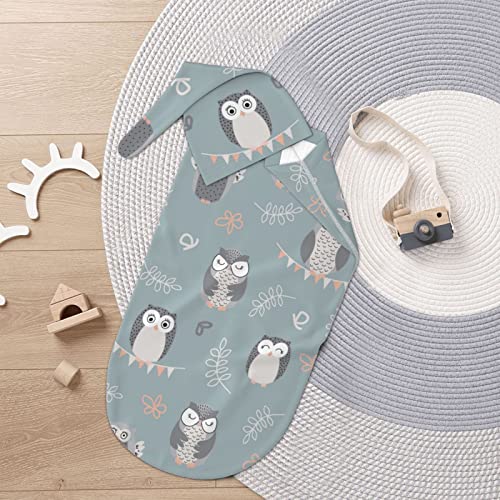 Image of Owl Swaddle Blanket for Baby, Owl Swaddling Baby Stuff with Hat