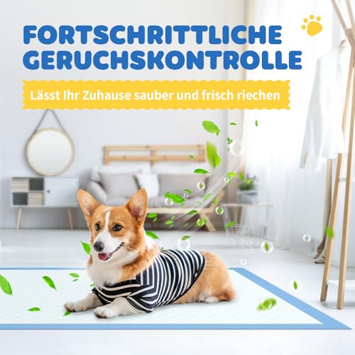 100 Stück PIPI matten für Hunde – 86 × 71 cm Extra Große welpen unterlagen mit 6 - lagigem Auslaufschutz, wickelunterlage einweg, saugstarke trainingspads für Hunde, schnelltrocknende Puppy Pads