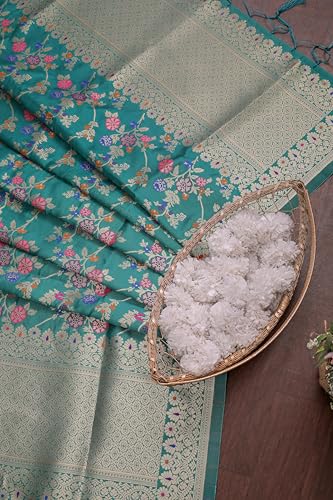 Image of DEVANGI Women's Woven Banarasi Silk Dupatta /Chunni For Women, Floral Print 1 Meter Wide and 2.3 Meter Length Printed Designer Dupatta /Chunni For Girls