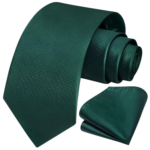 Image of HISDERN Ties for Men Solid Tie Handkerchief Set Classic Woven Silk Business Polka Dot Mens Ties Necktie Wedding Party