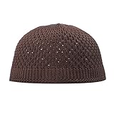 TheKufi® Brown Open-Weave Nylon Stretchy Soft and Comfortable Kufi Hat Skull Cap Beanie (XXXL -24.5