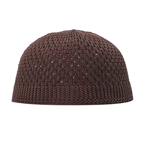 TheKufi® Brown Open-Weave Nylon Stretchy Soft and Comfortable Kufi Hat Skull Cap Beanie (XXXL -24.5