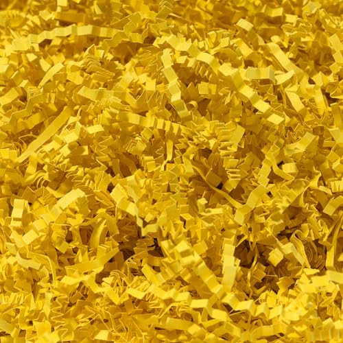 Wowxyz 1 LB Crinkle Cut Paper Shred Yellow Crinkle Shredded Paper for Gift Baskets - Gift Box Bag Filler - Confetti Stuffing for Birthday Holiday Present Packaging Wrapping