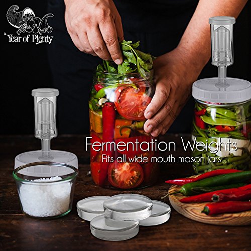 Year of Plenty Huge Fermentation Weights | 0.91" Thick | 7.1oz | Pack of 4 | Fits All Wide Mouth Mason Jars | for Fermenting Sauerkraut, Kimchi and Pickles (4)