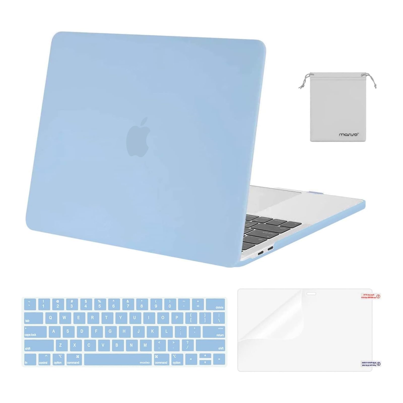 MOSISO Compatible with MacBook Pro 13 inch Case M2 2025, 2024, 2023-2016 A2338 M1 A2251 A2289 A2159 A1989 A1708 A1706, Plastic Hard Shell&Keyboard Cover&Screen Protector&Storage Bag, Airy Blue