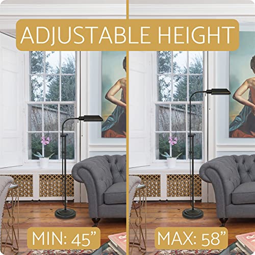 Kira Home Prescott 58" Modern Industrial Adjustable Standing Pharmacy Floor Lamp, Dark Bronze Finish, Includes 6W Led Bulb (60W Eq.) Energy Efficient, Eco-Friendly, Pivot Head For Hobby/Precise Task #TOP2