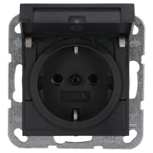 Gira 445428 SCHUKO-Steckdose mit Klappdeckel System 55 Anthrazit Gira 445428 SCHUKO-Steckdose mit Klappdeckel System 55 Anthrazit