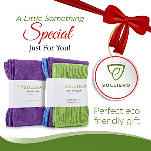 Sollievo Microfiber Multipurpose Purpose Cleaning Cloth With Iontek© - Lint Free, Streak Free Towels - 300 Wash Guarantee - 3Pack (Green). #TOP1