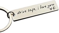 Personalized Drive Safe I Love You Engraved Keychain - Custom Initial Stainless Steel Gift for Husband Boyfriend