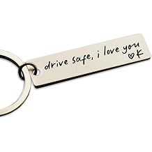Key Chain Drive Safe I Love You Engraved Initial Personalized Gift for Husband Boyfriend