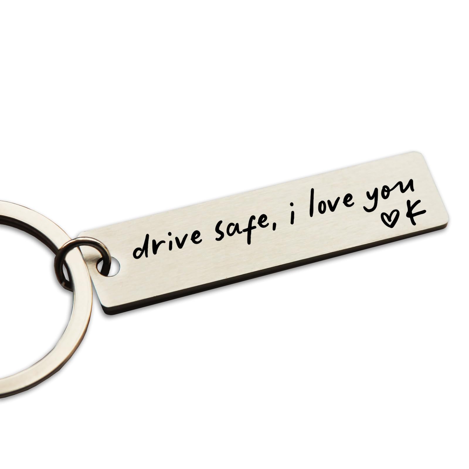 HubbgDesignKey Chain Drive Safe I Love You Engraved Initial Personalized Gift for Husband Boyfriend Keychain Gift Car Accessories