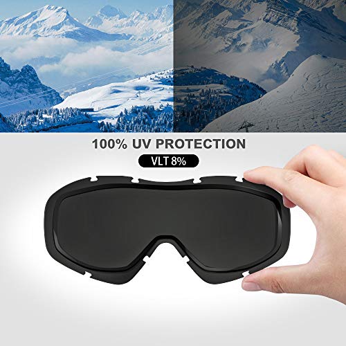 Image of OutdoorMaster OTG Ski Goggles - Over Glasses Ski / Snowboard Goggles for Men, Women & Youth - 100% UV Protection (Black Frame + VLT 8% Black Lens)
