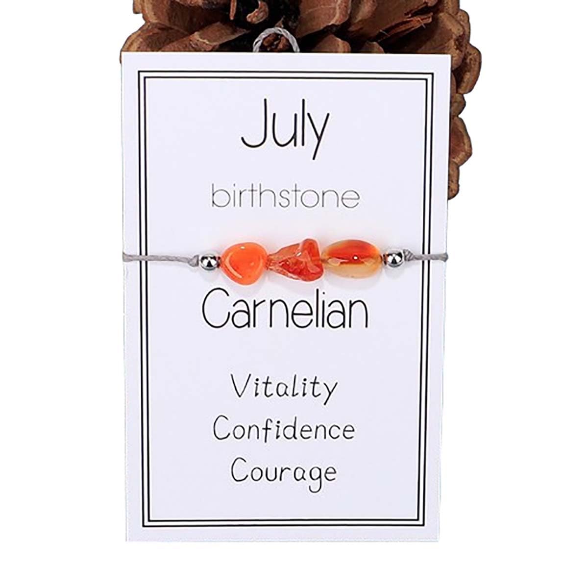 Adjustable Birthstone Bracelet for Women - Garnet, Amethyst & More, Handmade Natural Stone Jewelry for Monthly Gifts