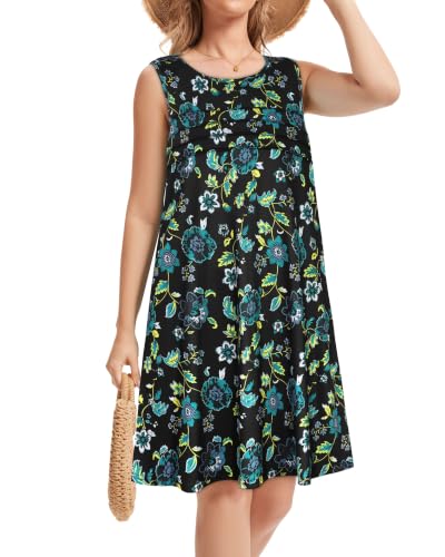 Image of CHICGAL Womens Summer Dresses Casual Loose Pleated Front Tshirt Sleeveless Tank Sundresses with Pockets 2026