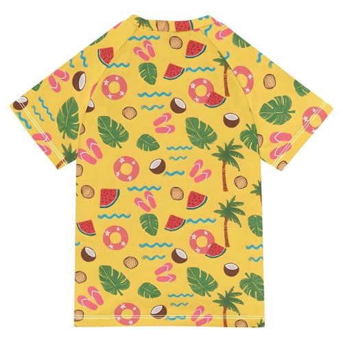 ALAZA Kids Rash Guard Boys Toddler Swim Shirts Short Sleeve Summer Vacation UPF 50+ 3T2