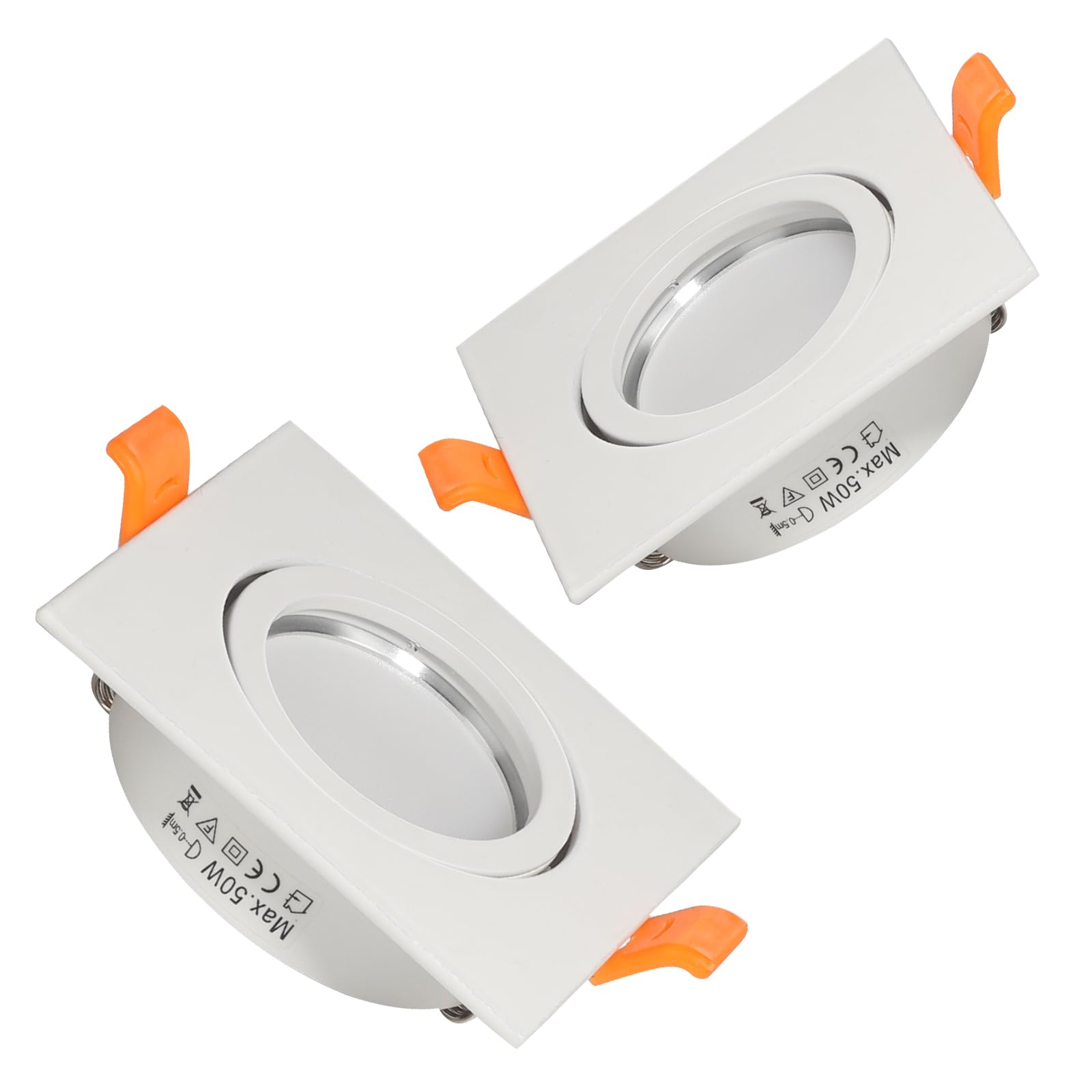 2 Stück Einbauleuchten Halterung Rund – Für MR16/GU10 GU5.3 Spots, Silber, 82 Mm Außendurchmesser