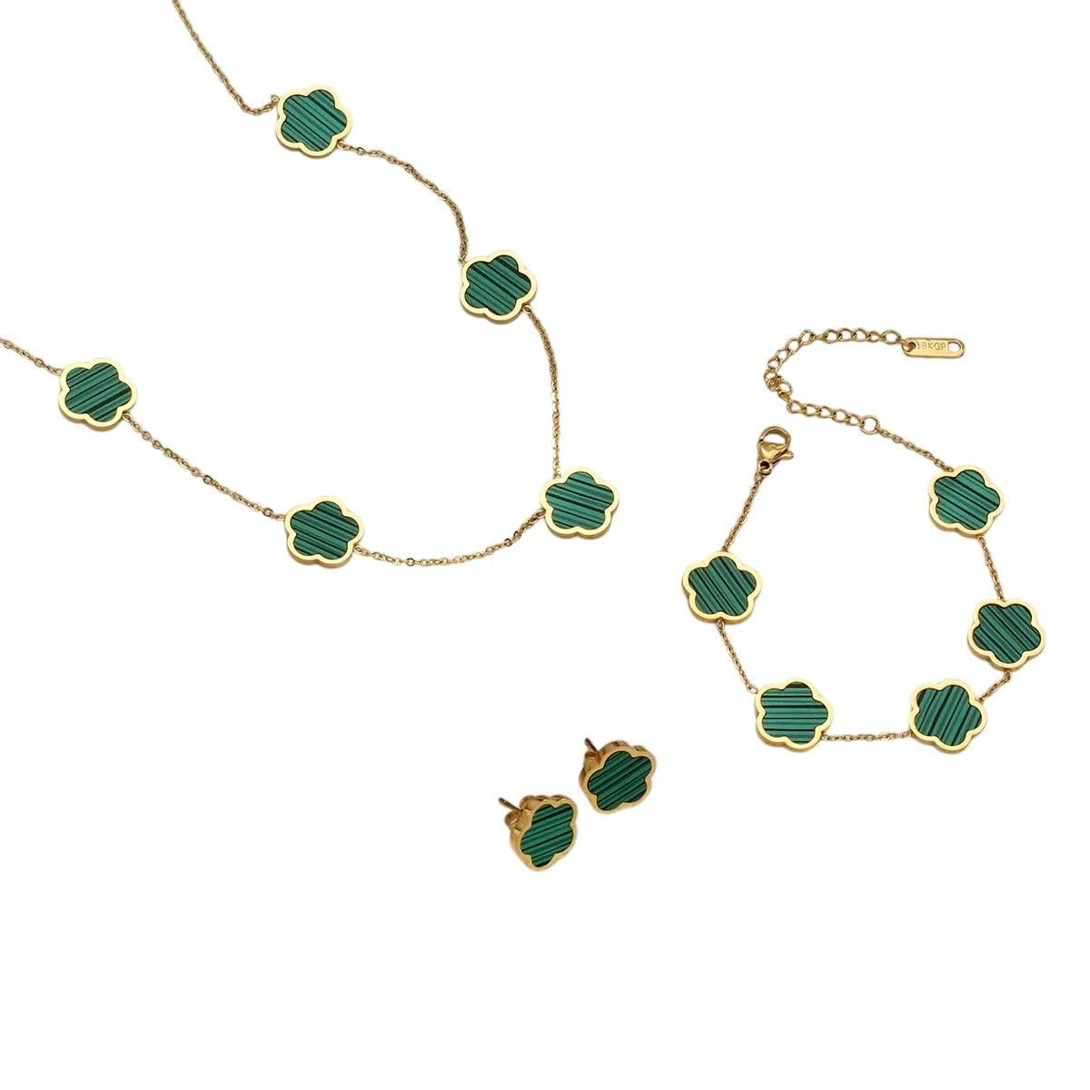 LYGBAOFUL Neues 2026 Unisex-Blumen-Set, Schmuck für Damen, Edelstahl, vergoldet, 18 Karat Gold, farbige Halskette, Ohrringe, Armband, Trendige Accessoires, kreatives Geschenk und Männer