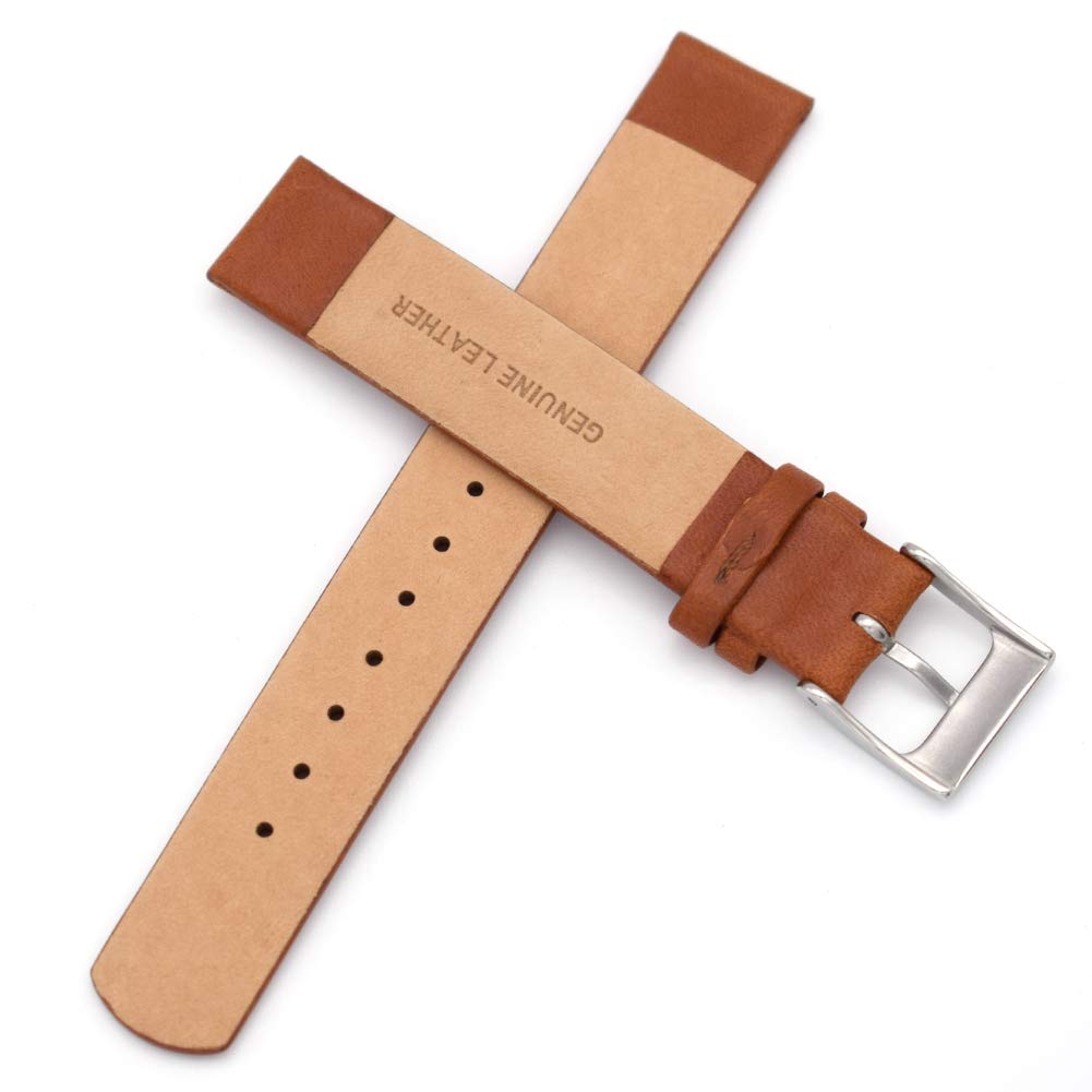 14mm Spring Bar Genuine Leather Watch Strap Replacement for Skagen (Brown)