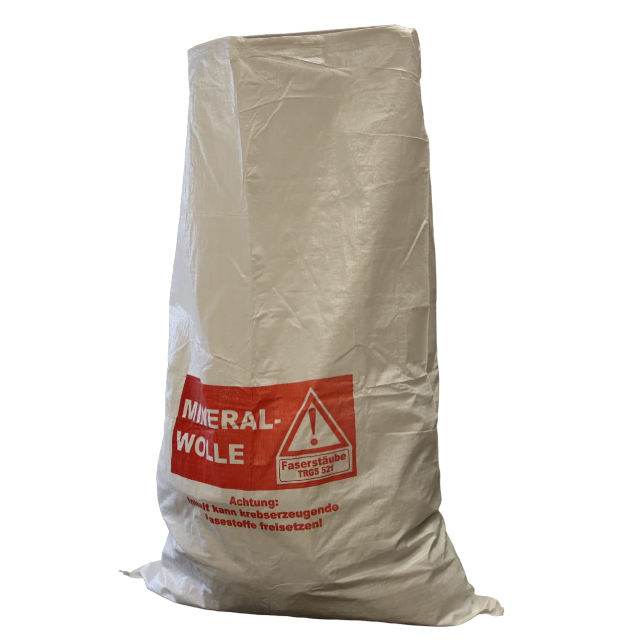 Lacers Big Bags | PP Gewebesack Mineralwolle 25 Stück | 70x110cm | Schüttgutbehälter, Transportsack, Entsorgungssack | Warndruck Mineralwolle | Verschlussband | Beschichtet