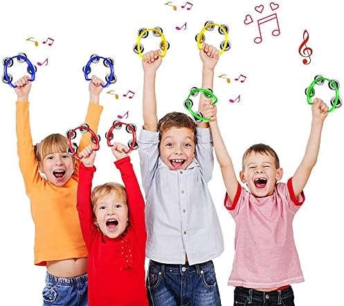 8 pcs Percussion Tambourine Hand Bell Mini Plastic Held Tambourines Half Moon Adults with Metal Jingles Jingle Musical Toys Rhythm Instruments for Boys Girls Kinder Garten Party Family Gatherings 6 51cASwB MIL. AC