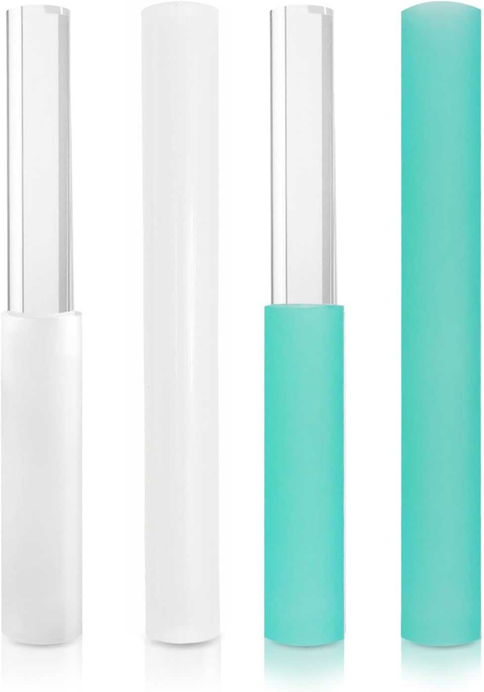 4 Pcs Singing Bowl Mallet Set Includes Solid and Hollow Acrylic Silicone Rubber Striker Mallet for Playing Quartz Crystal Singing Bowls with Bundle Pocket(WhiteGreen)