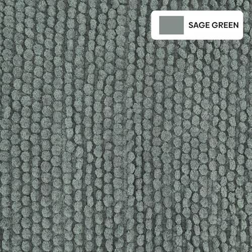 Image of haus & kinder Door Mat Cotton Chenille 1700 GSM | Ultra Soft Absorbent Anti Skid Bath Mat for Bathroom, Entrance & Kitchen | Thick Floor Mat | Sage Green | 45 x 70 cm