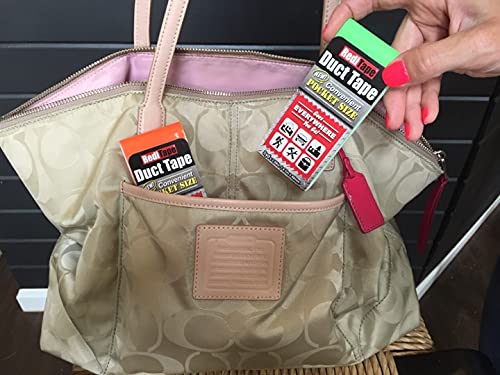 Reditape Travel Size Duct Tape Colors 2-Pack (Silver & Neon Green) - Pocket Size Flat Mini Roll - For Repairs Outdoors Emergency Crafts - 1.88 Inch X 5 Yards Per Pack #TOP5