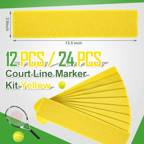 Moukeren 12 Pcs Court Line Marker Kit Yellow Boundary Markers Lines Set for Tennis Basketball Volleyball Badminton Pickleball Net Court Outdoor or Indoor Training