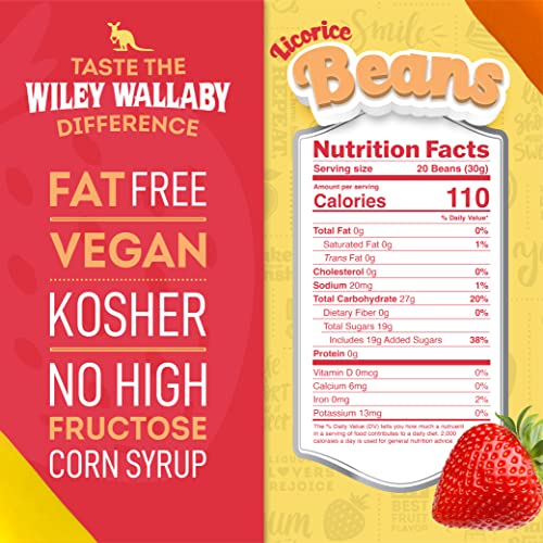 Wiley Wallaby 7.05 Ounce Classic Red Gourmet Australian Style Soft & Chewy Licorice Candy Beans, 2 Pack #TOP4