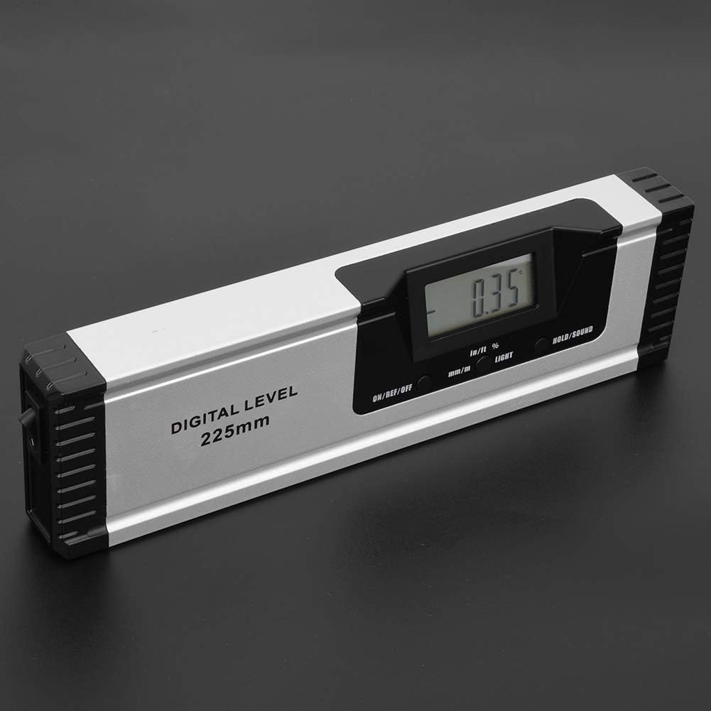 225mm Digital Level Aluminum Alloy with Magnetism, Horizontale Ruler, Three,minute Auto Shutdown Function, Backlit LCD, Absolute & Relative Measurement, widely used
