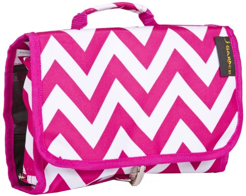 J Garden Pink Chevron Cosmetic Hanging Bag