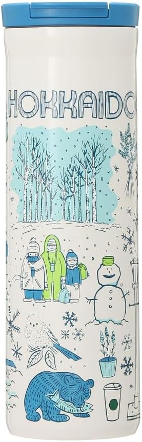 Starbucks 2021 Hokkaido Been There Series Stainless Steel Bottle, 16.5 fl oz (473 ml), Blue