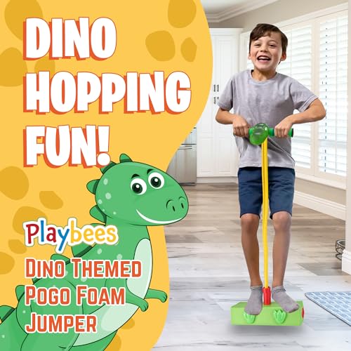 image for Playbees Foam Pogo Stick Dinosaur Jumper for Kids 3, 4, 5, 6, 7, Years