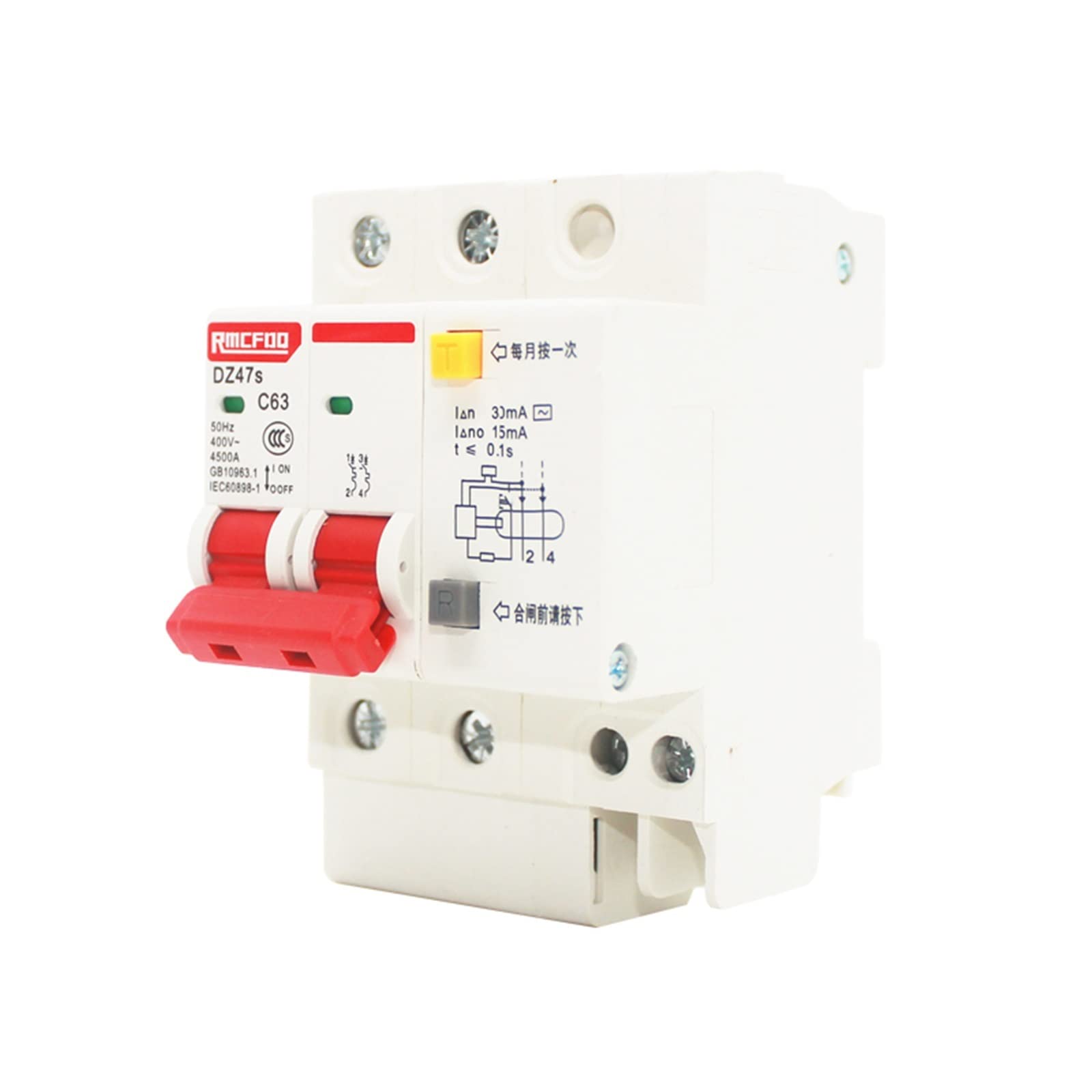 Interrupteur d'air 2P 63A avec disjoncteur de protection contre les fuites domestique