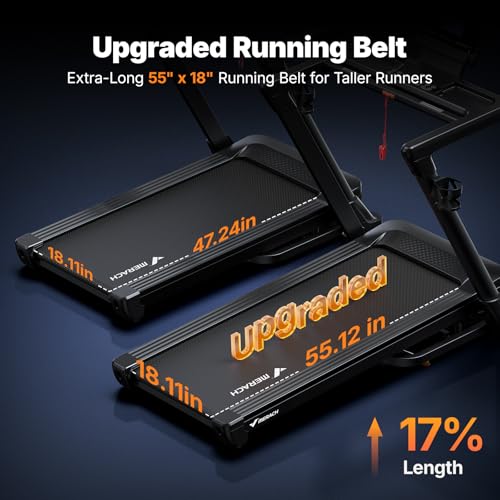 Image of MERACH Treadmill with 18% Auto Incline, 55 inch / 47 inchx18 inch Wide Belt Treadmills, 350LBS Heavy Duty Treadmill, 3.5HP Brushless Incline Treadmill for Home, Foldable Treadmill with Screen & Heart Rate Monitor