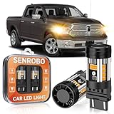 SENROBO 3157 LED Bulb Fit for Dodge Ram 1500 2500 3500 1994-2018(Front)&2003-2019(Rear) Amber Turn Signal Light Bulb, 32W 800% Brightness, No Error T25 LED Blinker Light Bulbs, Pack of 2