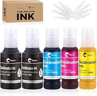 Hiipoo 580ML Sublimation Ink for EcoTank Supertank Inkjet Printer ET-2400 ET-2720 ET-2760 ET-2800 ET-2803 ET-2850 ET-3760 ET-4800 ET-15000 Heat Press Transfer on T-Shirt (Autofill/ICC-Free/Anti-UV)