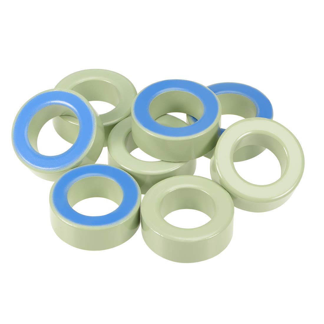 Creative Product uxcell Toroid Core, Ferrite Chokes Ring Iron Powder Inductor Ferrite Rings, Light Green Blue 8pcs, 26.9 x 45 x 16.8mm