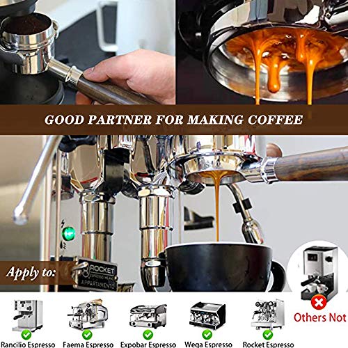 KOBSAINF 58mm Bottomless Naked Portafilter No Base Filter Holder Basket with Wooden Handle for Filter Coffee