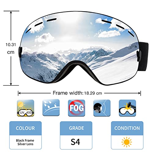 Vgooar Otg Ski Goggles, Frameless Ski Goggles With Anti-Fog Double Spherical Lens, 100% UV400 Protection Ski Snow Goggles For Men/Women - 4