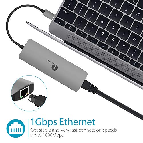 1byone USB C Hub USB C Adapter 9 in 1 with USB-C Charging, Port of Mic/Audio, 3 USB 3.0 Ports, HDMI, SD, Micro SD Compatible for MacBook Pro, Surface Pro,Notebook PC, USB Flash Drives and More - Thumbnail 3