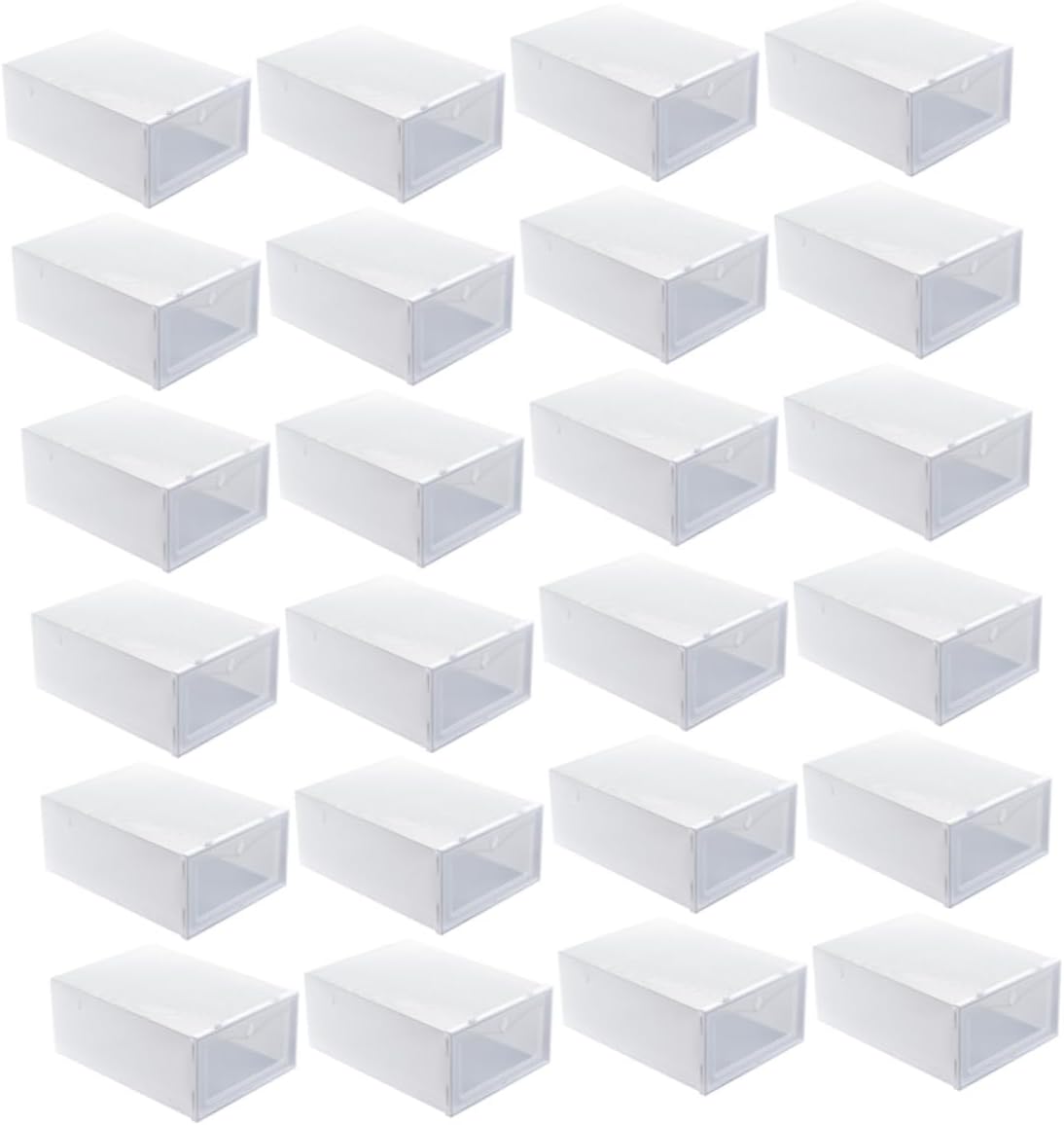 24pcs Thicken Plastic Shoe Boxes Stackable Sneaker Boxes Moisture and Dustproof for Shoe Cabinets