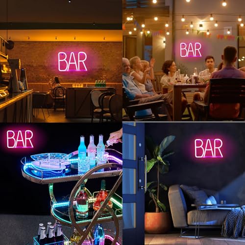 Image of Neon Bar Signs For Home Bar, Led Party Wall Decor Usb Powered Man Cave Neon Light For Bar Cart Decor, Bistro, Club, Pub, Business, Valentine Gifts (pink)