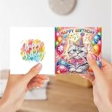 6PCS DIY Diamond Art Birthday Cards with Envelopes 5D DIY Diamond Art Crystal Card Kits Happy Birthday Greeting Cards Cat Elements Diamond Painting Cards for Family Friend Handmade Gift - Image 4