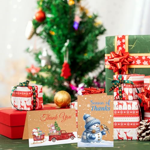 ceiba tree Cartões de agradecimento de Natal com envelopes Kraft 24 pacotes com adesivos mensagem de