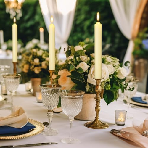 Image of GenSwin Flameless Taper Candles with Remote, LED Taper Candles Battery Operated with Timer, 6 Pack Battery Candlesticks with 3D Flame for Home Decor(Ivory, 0.78 inchx8.3 inch)