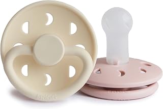 Frigg Moon SilkySoft Silicone Baby Pacifier | Made in Denmark | BPA-Free (Blush/Cream, 6-18 Months)